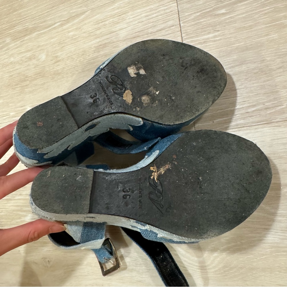 Roger Vivier Denim Floral Wedge Platform Sandals - Picture 11 of 11